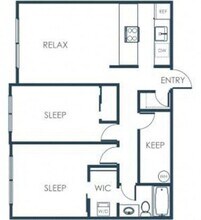 Two Bedroom One Bath C210 floor plan